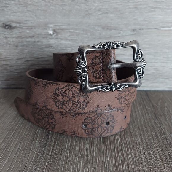 Accessories - Brown Printed Belt Faux Leather 38" Long
